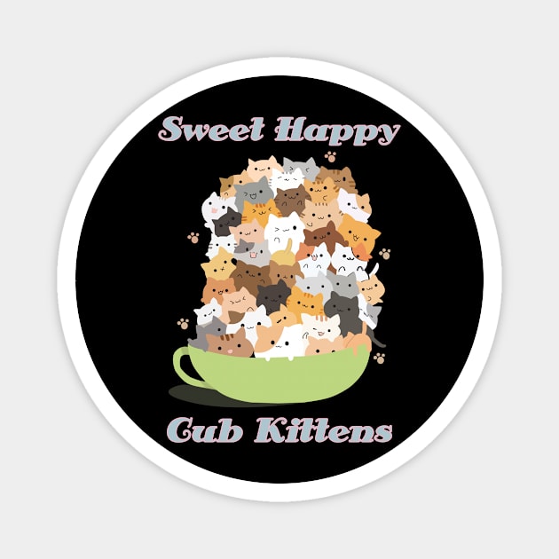 Sweet Happy Cub Kittens Magnet by Ketchup